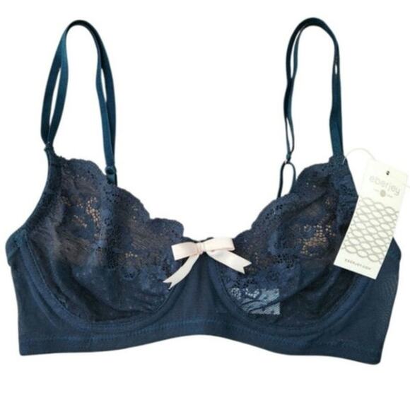 NWT Eberjey Underwire Bra 32D Lace Deep Green - Picture 1 of 5